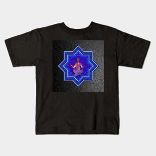 Yoga Zen Lotus Mandala Design Beautiful Purple & Blue Graphic Meditation Kids T-Shirt